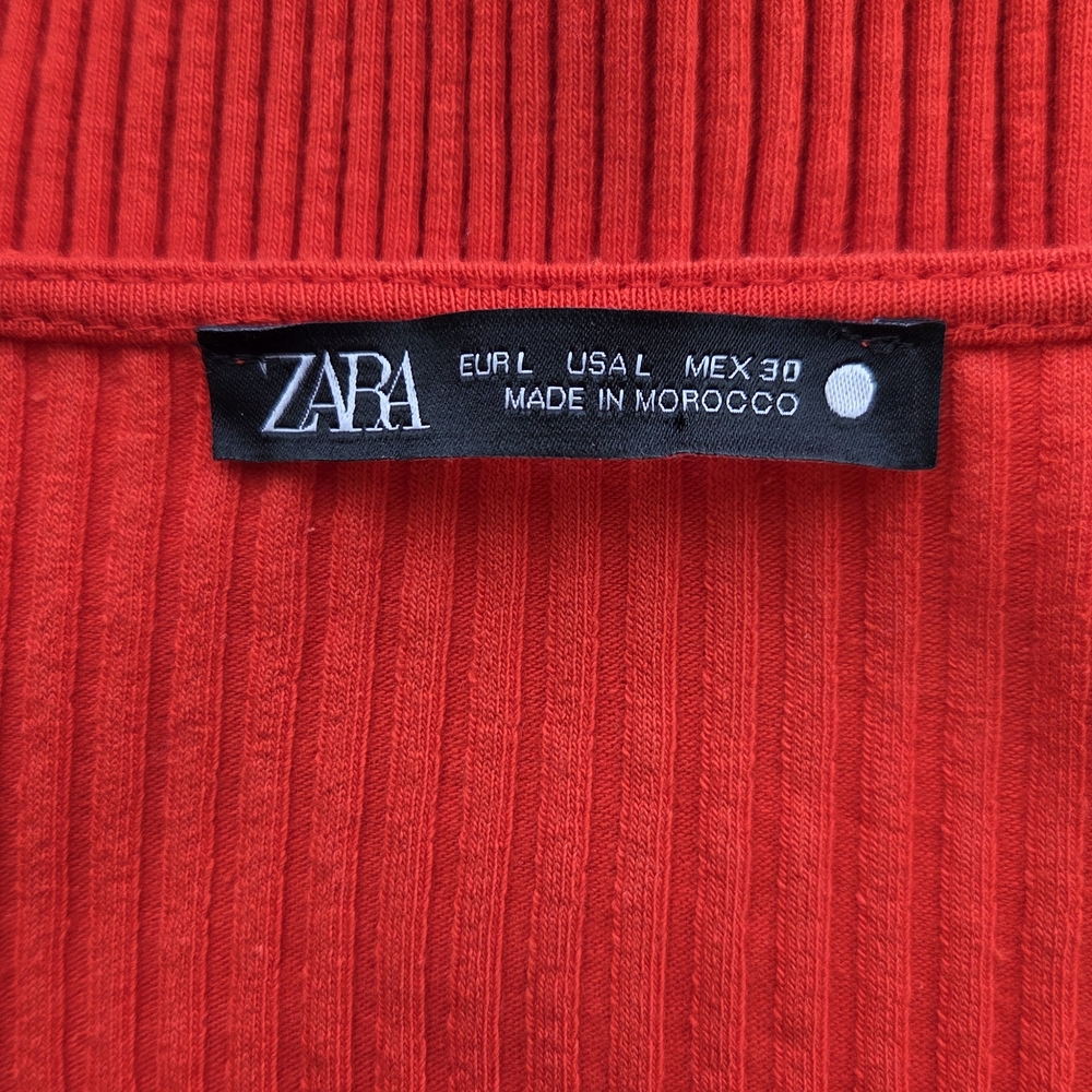 Zara Vibrant Red Ribbed Top - Picture 3 of 3